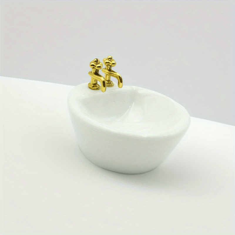 1:12 Mini Dollhouse Bathroom Sink with Faucet Realistic Micro Landscape Props