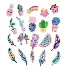 20pcs Cactus Embroidered Patch DIY Clothing Jacket Dress Accessories