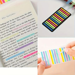 300 pc Transparent Sticky Notes Highlighter Strips Label PET Fine Index Fluoresc