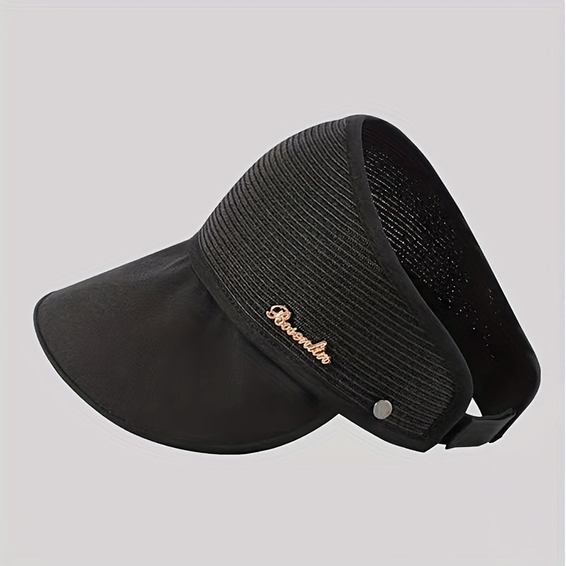 Backless Ponytail Visor Hat Wide Brim UV Protection Sun Hat
