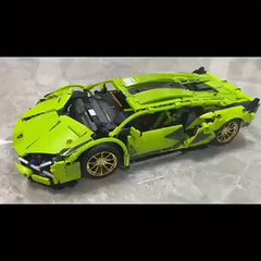 Creative Green Sports Car Building Block Model - DIY Fun Gift