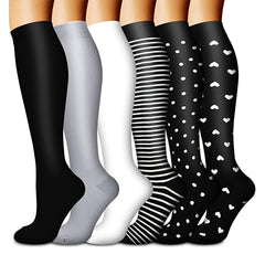 6 Pairs Copper Compression Socks 15-20mmHg Graduated Compression