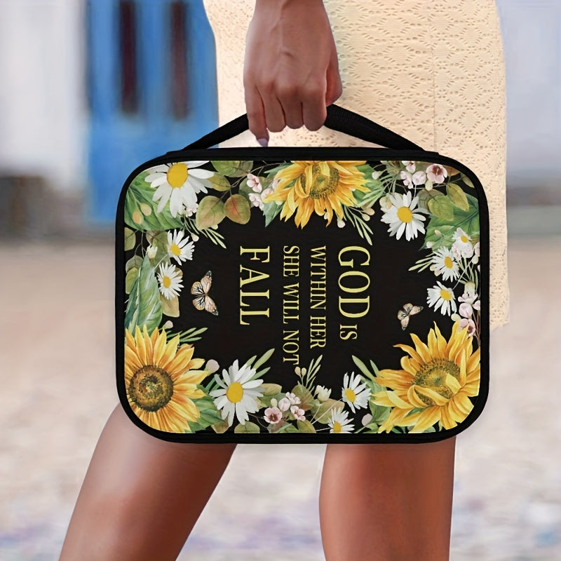Sunflower Floral Bible Cover Case For Women Girls With Handle