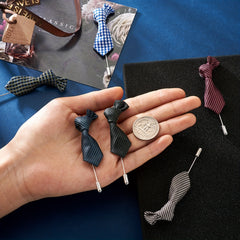 6pcs Polyester Striped Tie Brooches Mixed Colors Suit Shirt Lapel Decoration Men