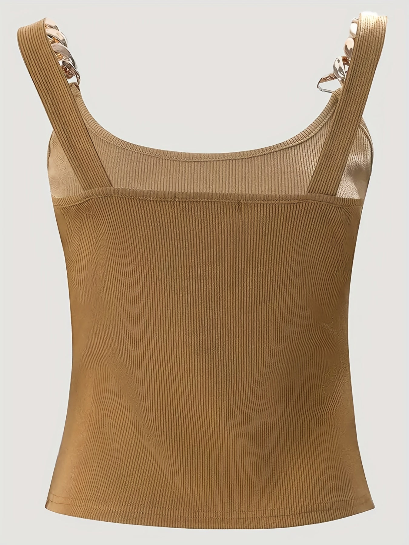  Ribbed Metal Decor Cami Top