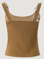  Ribbed Metal Decor Cami Top