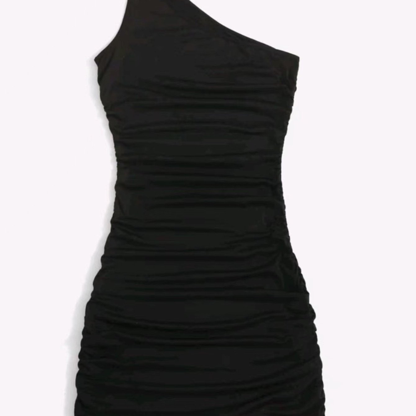 Y2K Solid One Shoulder Dress Bodycon Ruched Sleeveless Dress