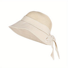 Bowknot Cotton Bucket Hat Hollow Breathable Travel Beach Sun Hats