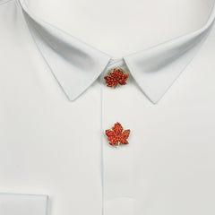 2pcs Red Maple Leaves Rhinestone Button Covers for Shirts