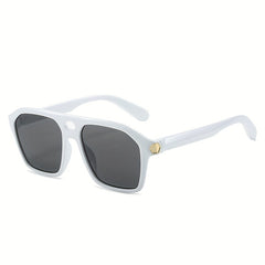 Men's Retro Square Frame Double Beam Sunglasses with Glasses Case