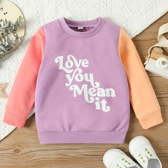 LOVE YOU MEAN IT Print Block Sweatshirt For Baby Girl