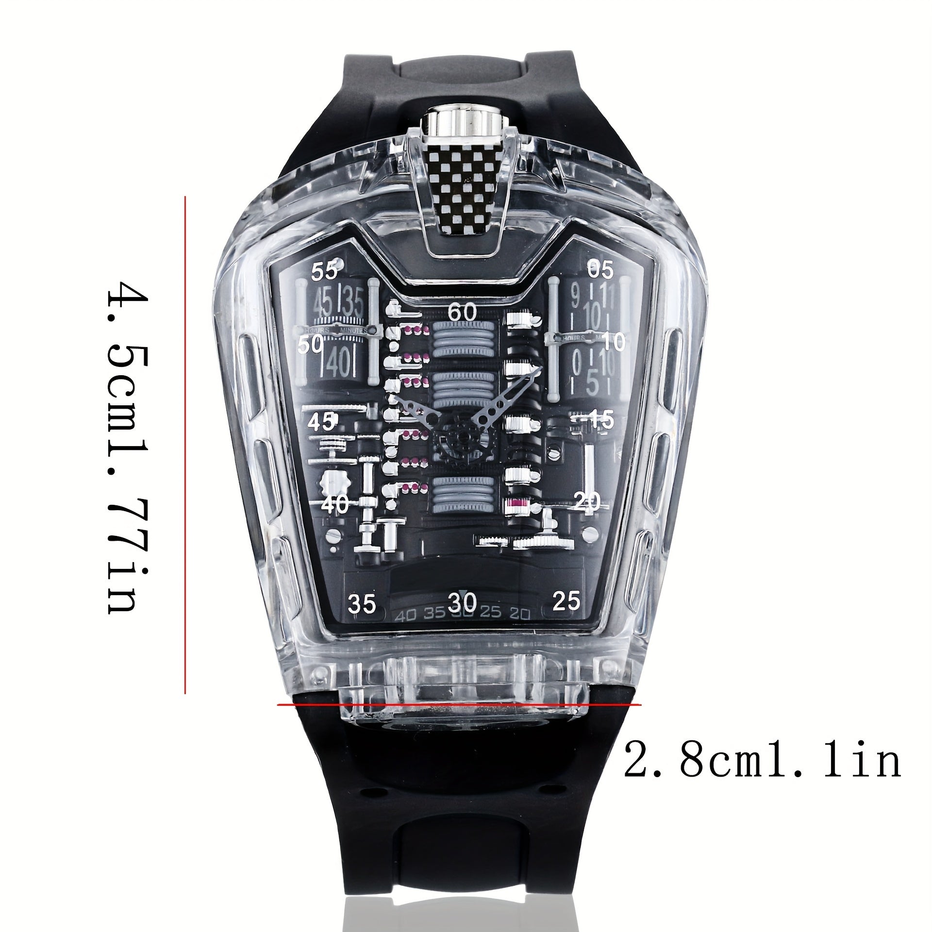 Engine Shape Men's Watch 16 Cylinder Transparent Wristwatch Men's Accessories