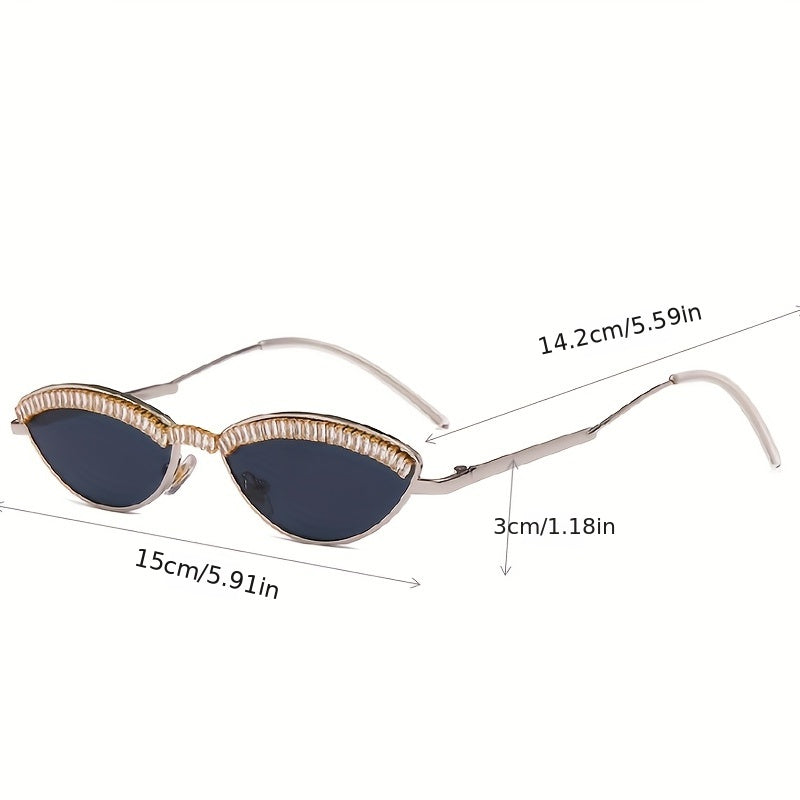 Y2K Zircon Oval Sunglasses Metal Photo Booth Props Glasses UV400