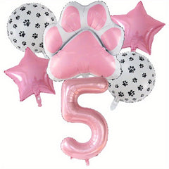 6pcs Dog Paw Bone Foil Balloons - Let's Pawty Balloon