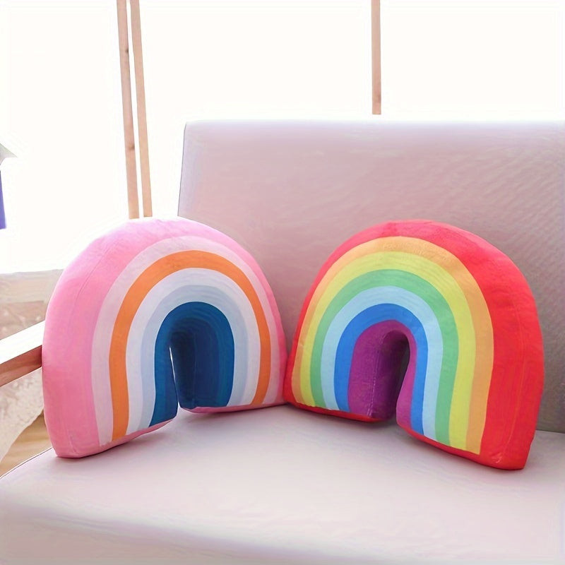 Rainbow Shaped Pillow Plush Decorative Travel Pillow Creative Cushion