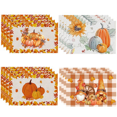 4pcs Colorful Halloween Autumn Pumpkin Placemats Heat Insulation Table Mat