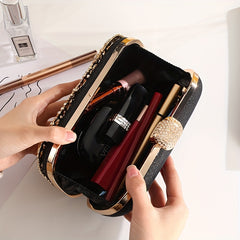 Rhinestone Flower Evening Bag Box Clutch Purse for Wedding Prom