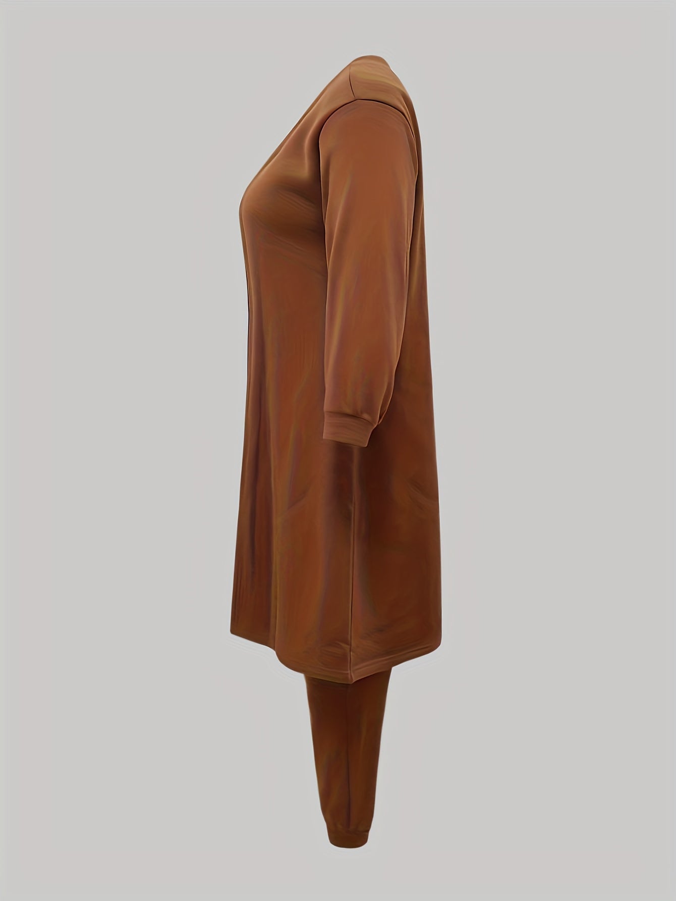  Solid Long Sleeve Coat & Joggers Set