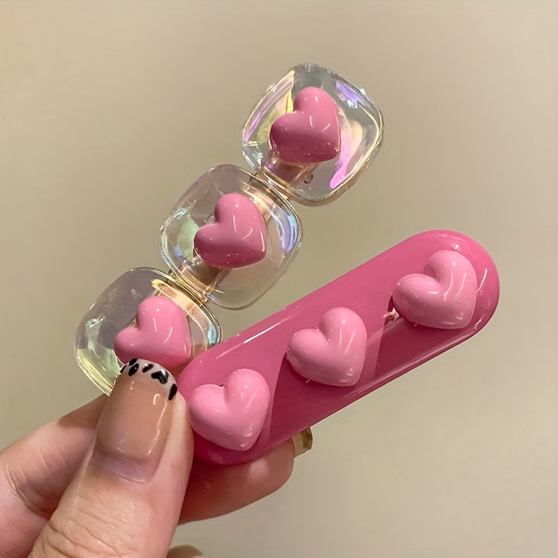 Y2K Pink Heart Shape Hair Clip for Girls