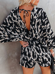 Boho V-neck Romper Jumpsuit Backless Print