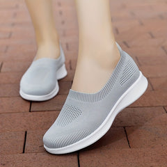 Women's Casual Sock Shoes Solid Breathable Low Top Slip On Shoes