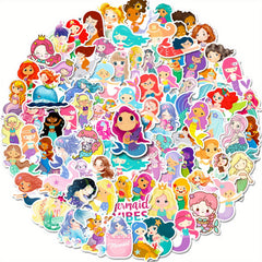 100pcs Mermaid Stickers For Laptop Cups Water Bottles Skateboard Luggage