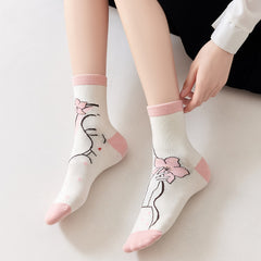 Funny Pattern Mid Tube Socks For Sports Skateboard Women's Socks