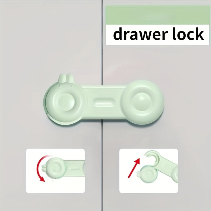 2pcs Baby Safety Lock Anti-pinch Drawer Refrigerator Cabinet Door Sliding Lock