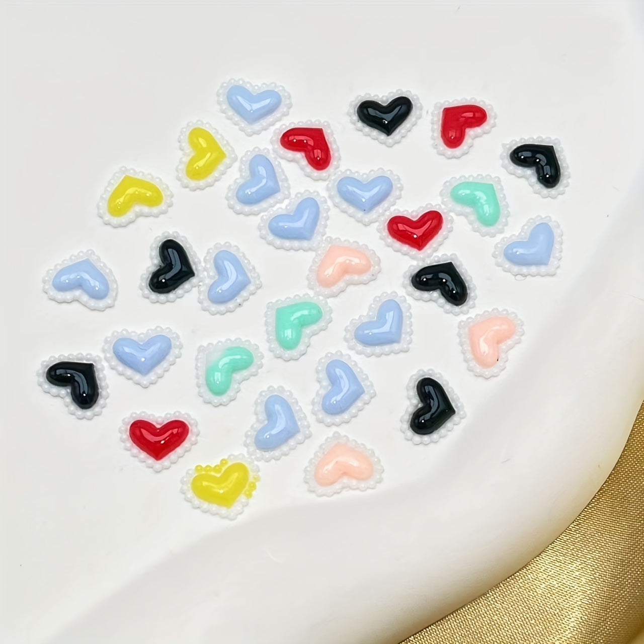 30 Mixed Peach Heart Nail Art Sticker Drill Decoration