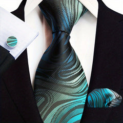 Men's Suit Tie Pocket Handkerchief Cuff Combo Paisley Gentleman Tie