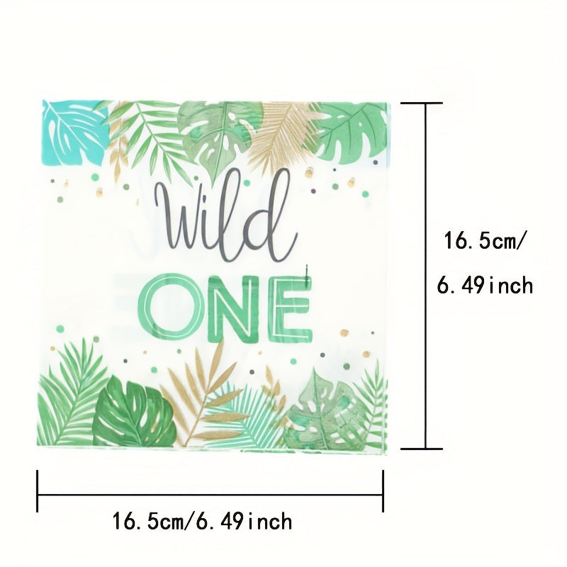 20pcs Wild One Napkins Jungle Safari 1st Birthday Party Supplies