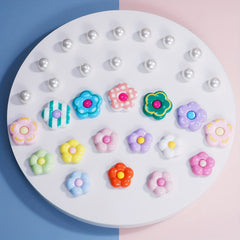 28pcs Faux Pearl & Flower Shoe Charms For Clogs DIY Shoes Accessories