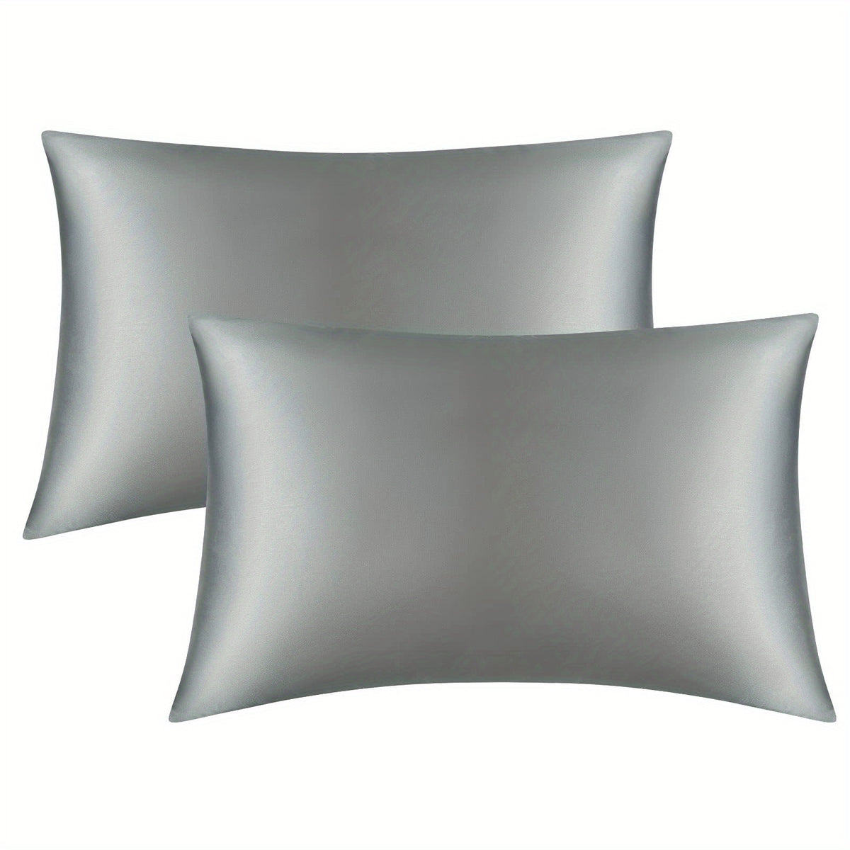 2pcs Silvery Grey Silk Pillowcase Satin Pillowcase with Envelope Closure