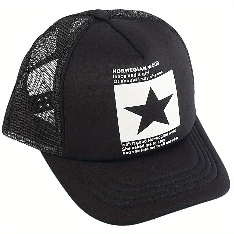 Pentagram Print Mesh Trucker Hat Unisex Breathable Baseball Cap