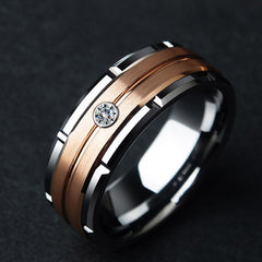 Men's Two Tone Stainless Steel Ring 8mm