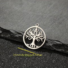5PCS Stainless Steel Tree Pendant for DIY Accessories