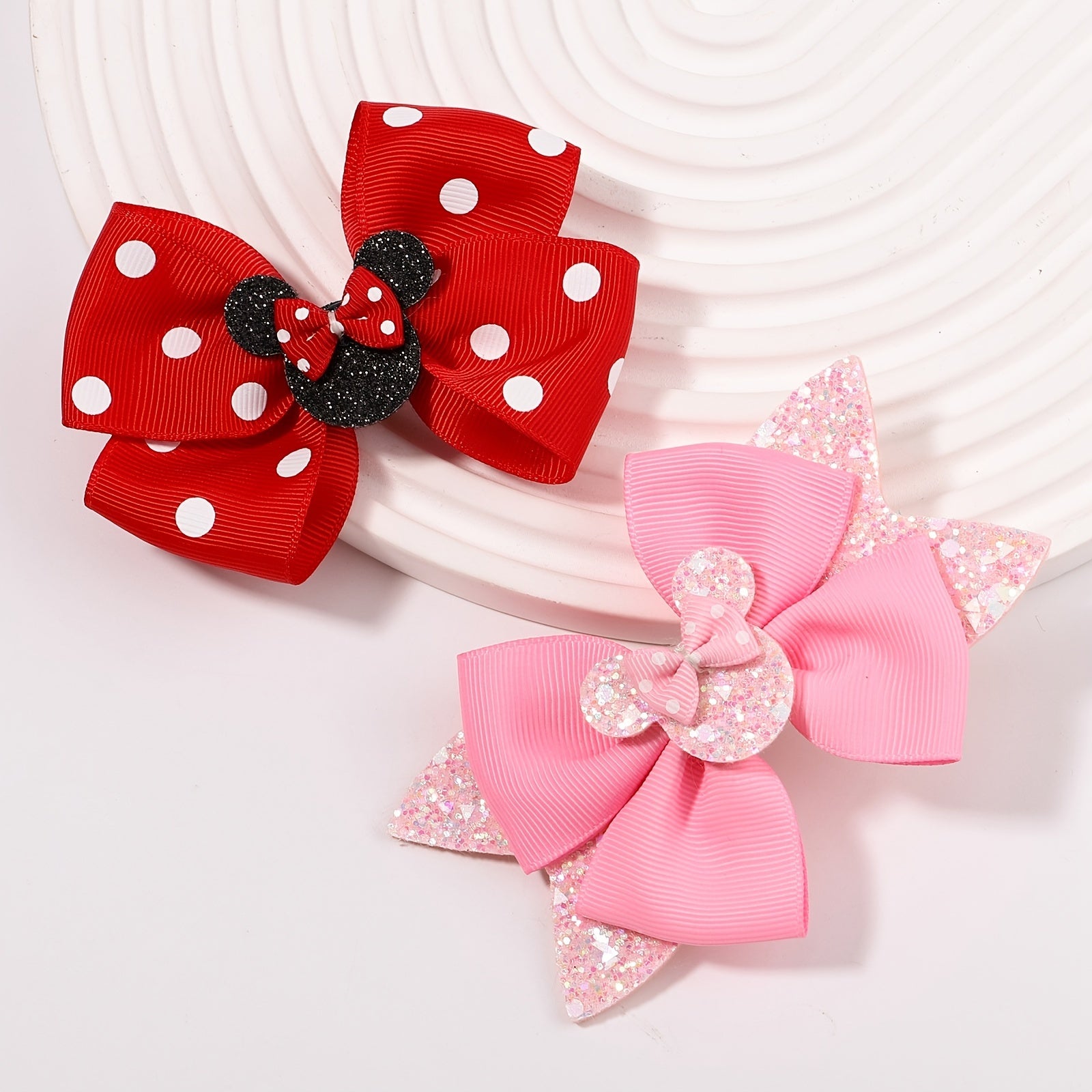 4pcs Sequin Mouse Bow Hair Clips for Girls