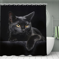 4pcs Cat Shower Curtain Set with Non-Slip Bathroom Rug