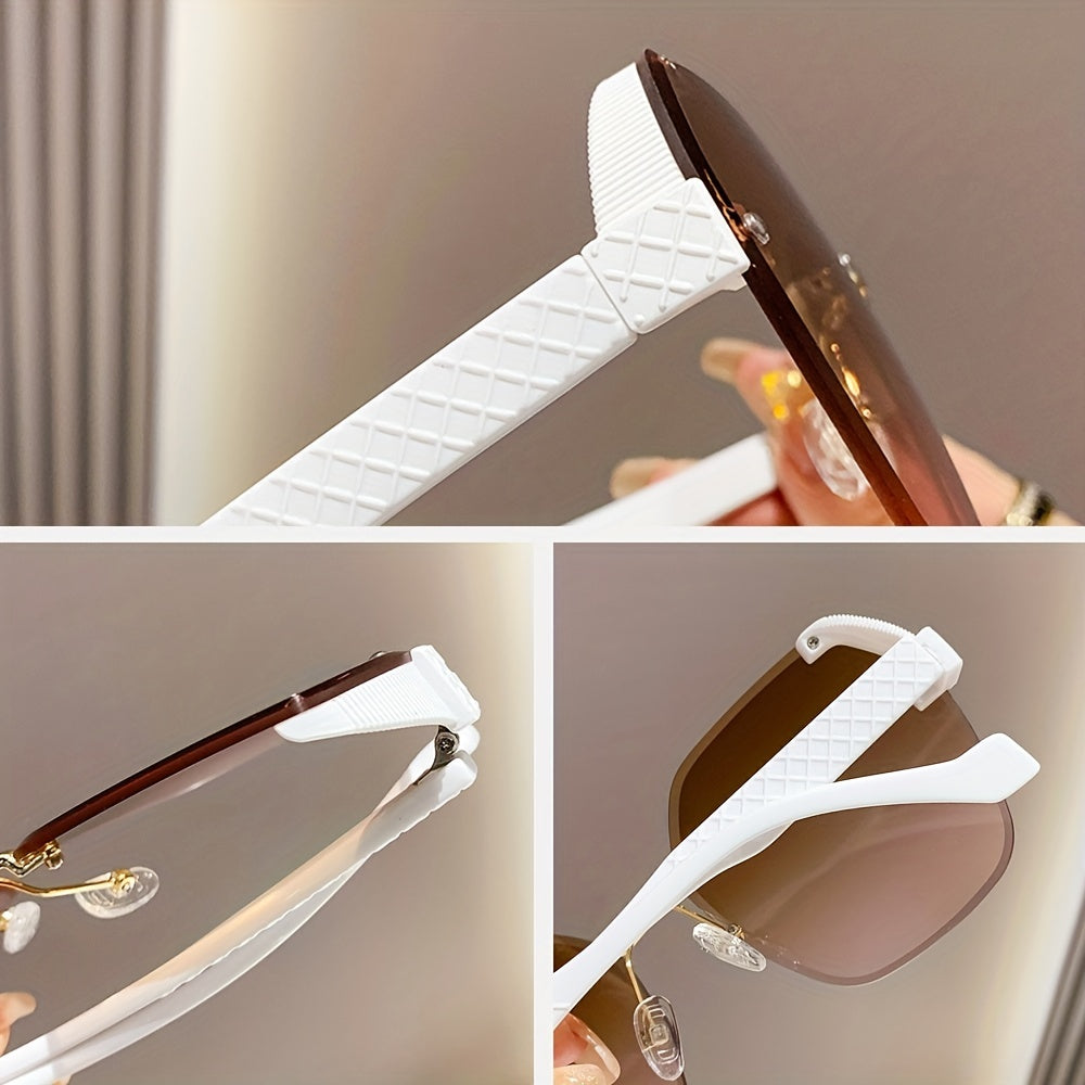 Polygonal Rimless Sunglasses UV400 Gradient Glasses
