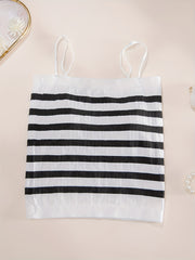 Striped Cami Top with Textured Spaghetti Straps