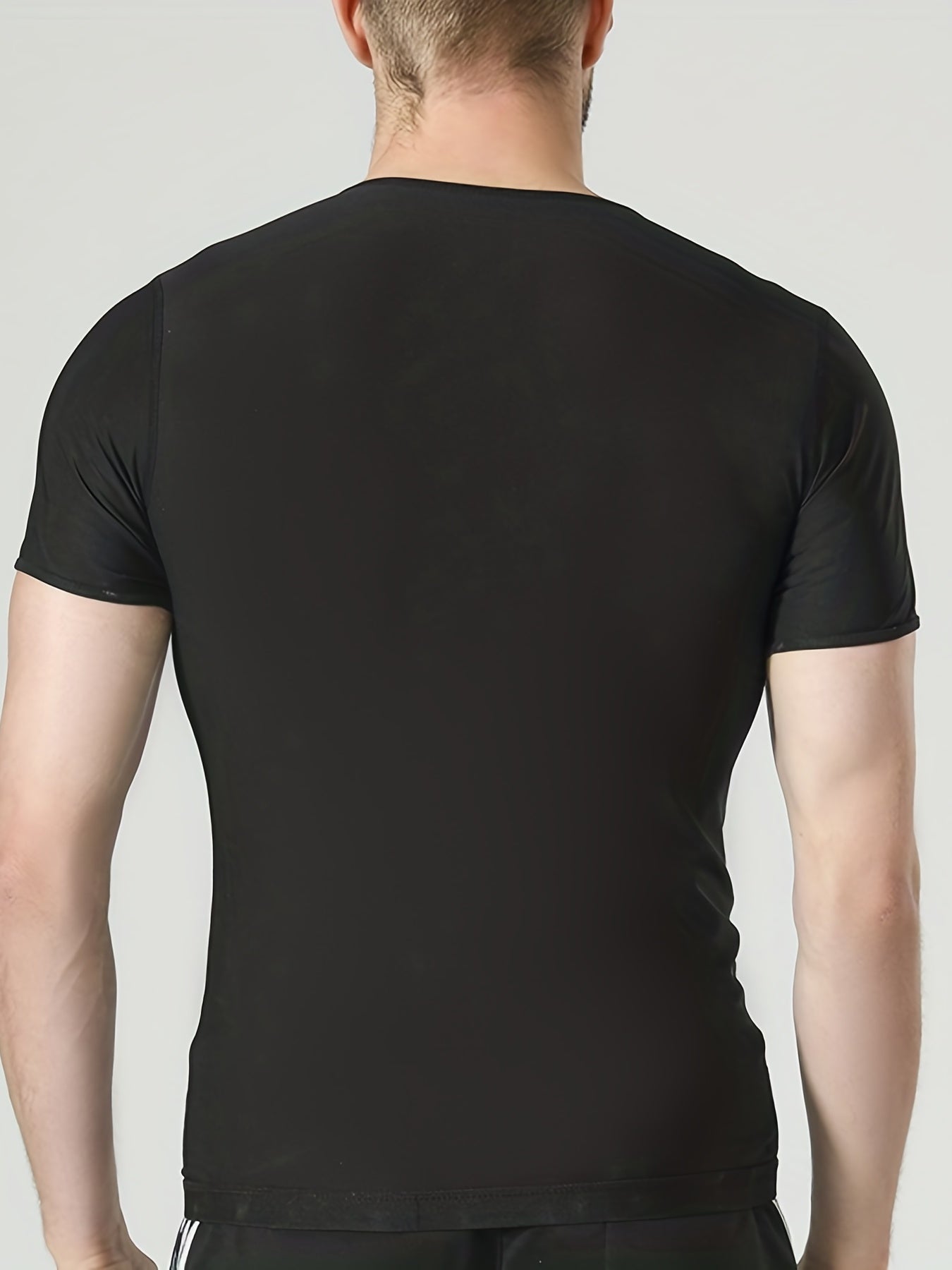 Men's Sauna Sweat Workout Crew Neck T-shirt Full Zip Body Shapewear