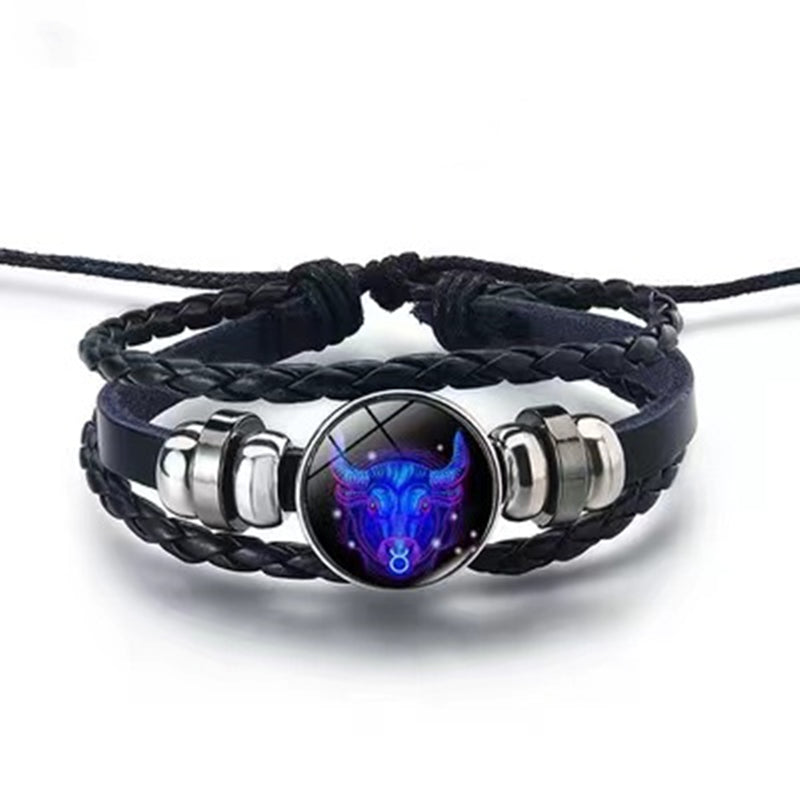 Zodiac Charm Bracelet Multilayer Leather Bangle