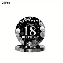 24pcs 18th Birthday Party Supplies Paper Plates Cups Napkins Party Tableware