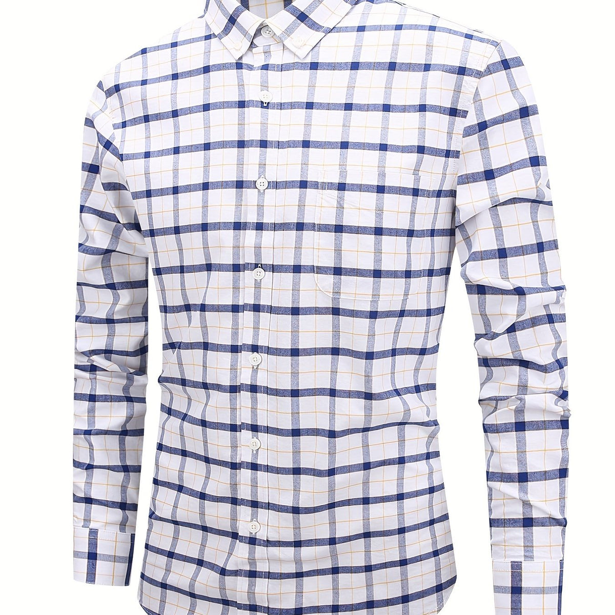 Plaid Print Casual Long Sleeve Shirt for Men
