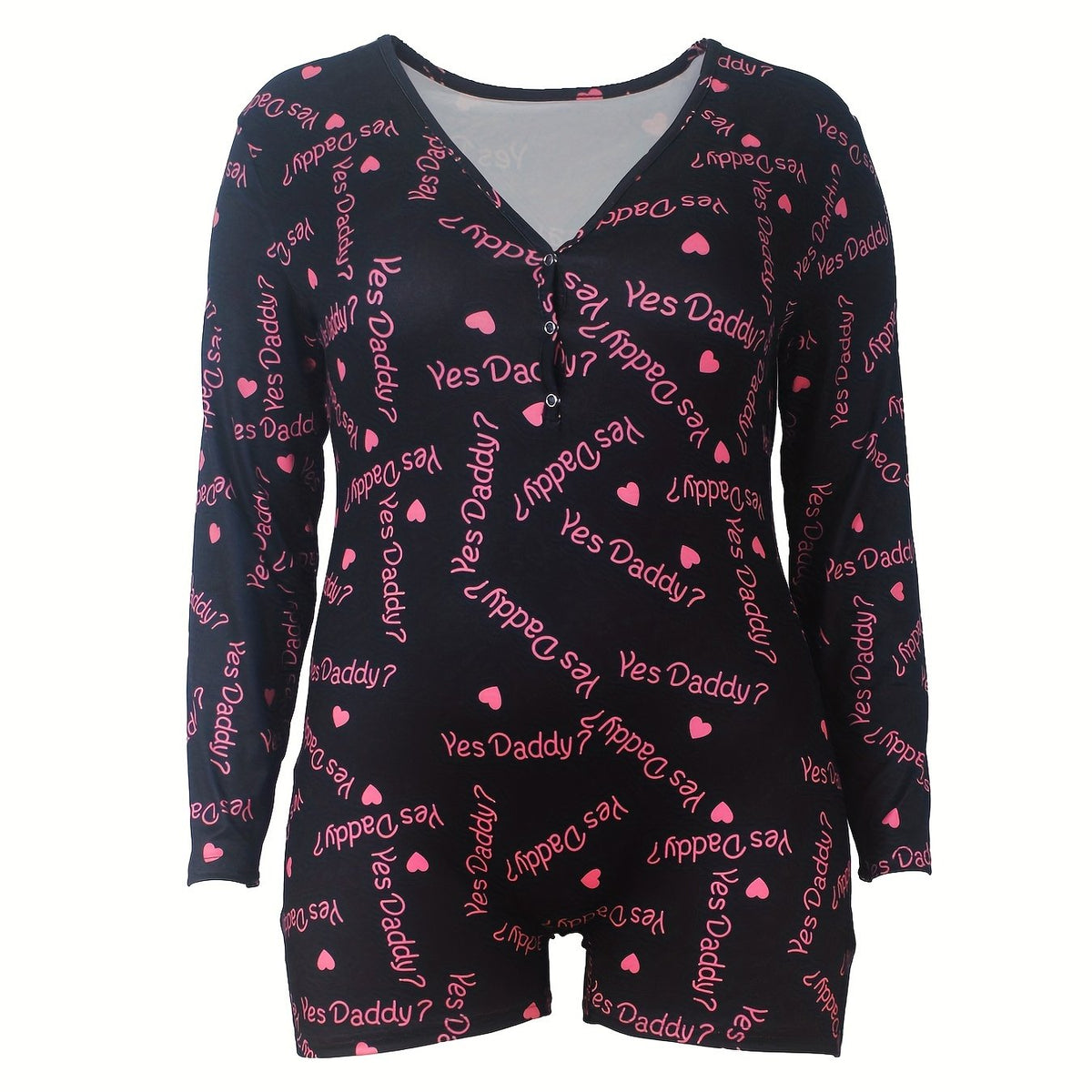  Loungewear Romper Women's Heart Print Long Sleeve