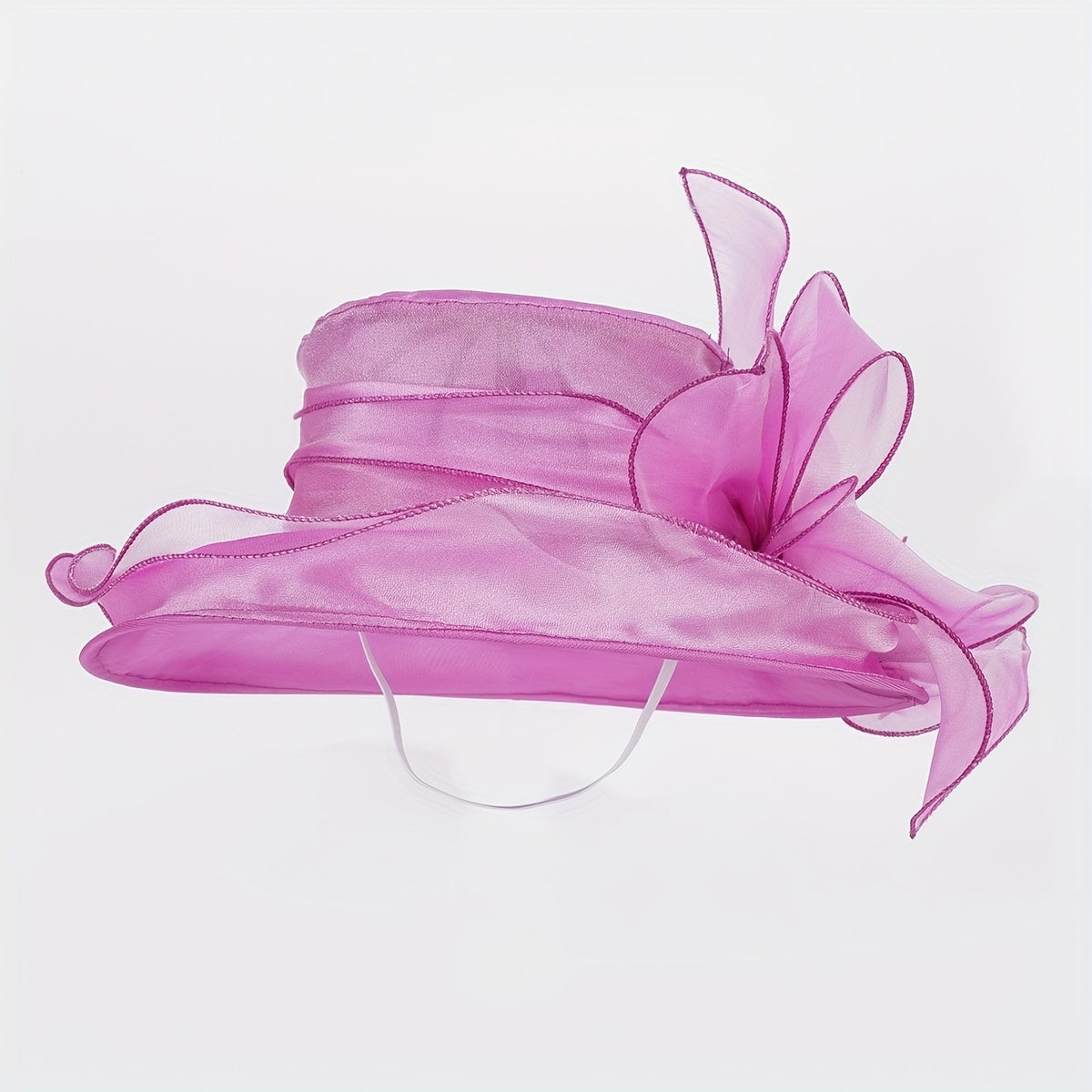 Organza Bow Derby Hat Sunscreen Breathable Bucket Hat Women Church Wedding Beach