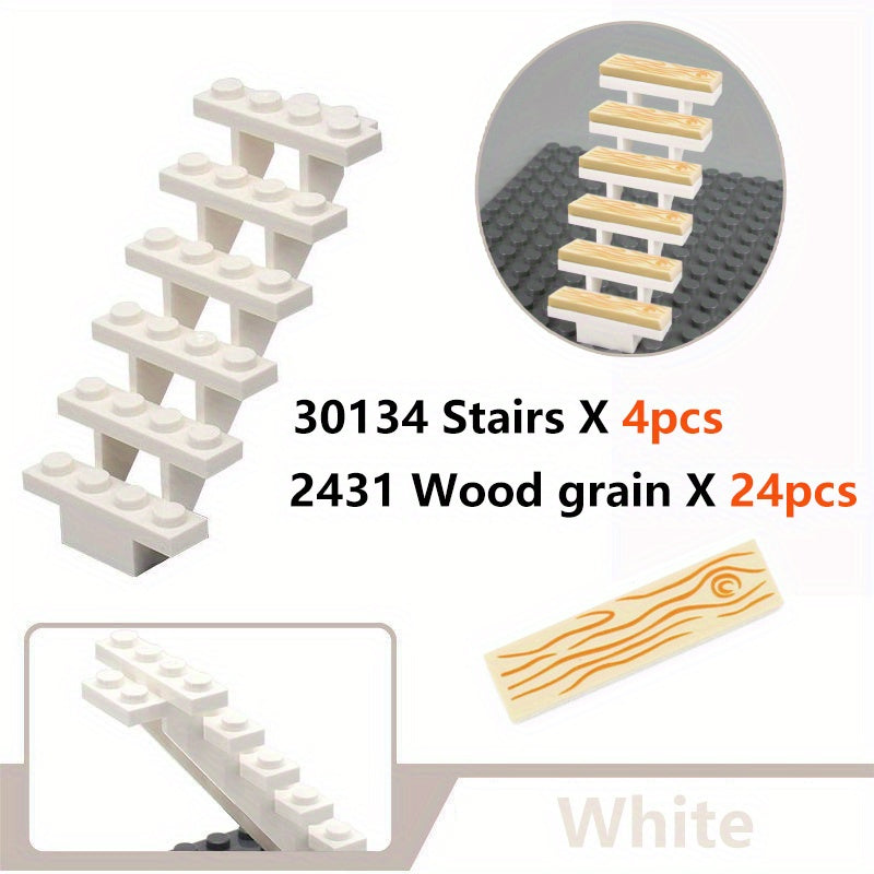 28pcs Wood Grain House Accessories Assembly Toys for Creative Kids & Adults