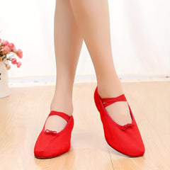 Women's Soft Sole Breathable Ballet Dance Shoes Low Heel Slip on Athletic Shoes