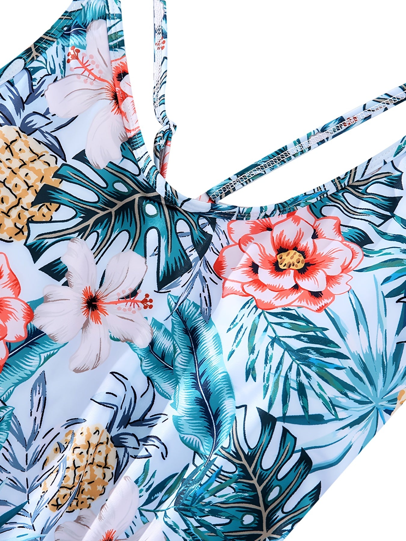 Toddler Girls Tropical Flowers One Piece Swimsuit