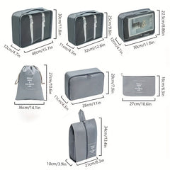 7Pcs Travel Storage Bag Set Mesh Clothing Sorting Bundle Pocket & Underwear Shoe